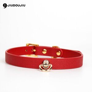Cowhide Collar Choker In Red